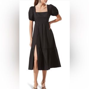 NWT ASTR the Label Poplin Puff Sleeve Tiered Maxi Dress